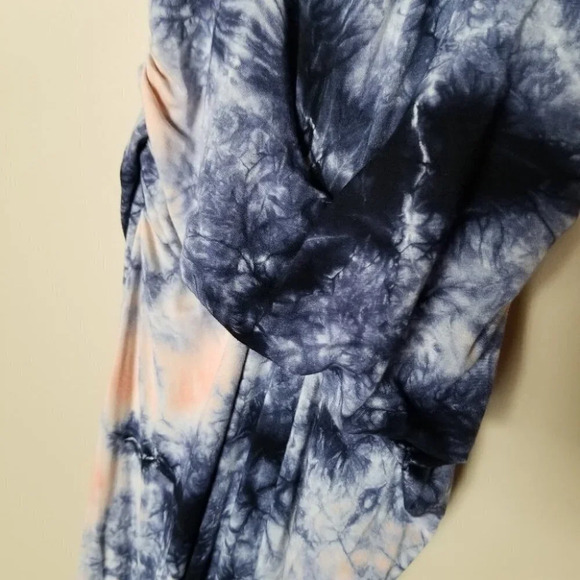 YFB Navy Tie Dye Drape Ruched Hamptons Modal Maxi Dress S - Picture 9 of 15